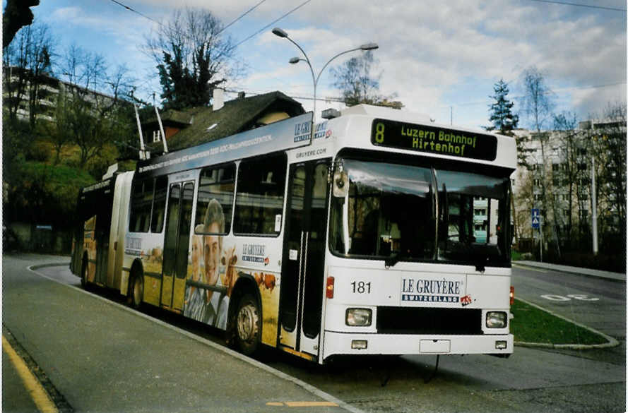 (101'422) - VBL Luzern - Nr. 181 - NAW/Hess Gelenktrolleybus am 26. November 2007 in Luzern, Wrzenbach