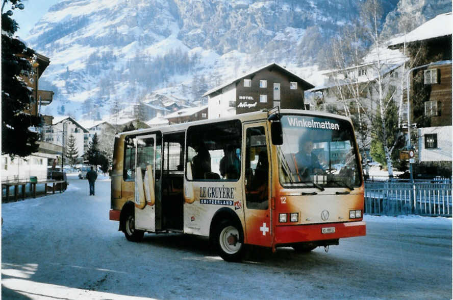 (102'713) - OBZ Zermatt - Nr. 12/VS 98'912 - Vetter am 30. Dezember 2007 in Zermatt, Getwing Brcke