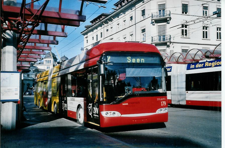 (103'807) - SW Winterthur - Nr. 179 - Solaris Gelenktrolleybus am 28. Januar 2008 beim Hauptbahnhof Winterthur