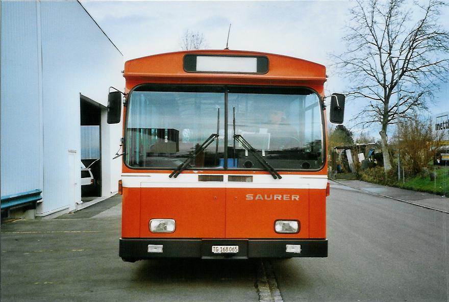 (104'120) - AOT Amriswil - Nr. 8/TG 168'065 - Saurer/Tscher (ex Frommelt, Vaduz) am 4. Februar 2008 in Amriswil, Garage II