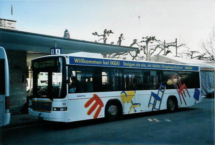 (104'320) - Busland, Burgdorf - Nr. 32/BE 567'512 - Volvo/Hess (ex AAGK Koppigen Nr. 12) am 18. Februar 2008 beim Bahnhof Burgdorf
