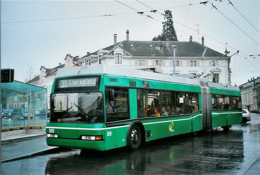 (104'607) - BVB Basel - Nr. 926 - Neoplan Gelenktrolleybus am 20. Februar 2008 in Basel, Wettsteinplatz