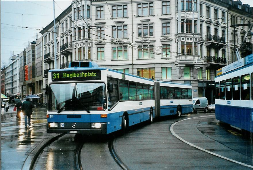 (105'506) - VBZ Zrich - Nr. 511/ZH 608'511 - Mercedes am 17. Mrz 2008 in Zrich, Lwenplatz