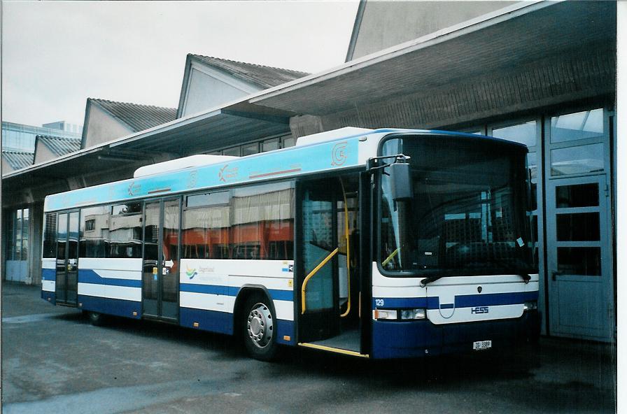 (105'717) - ZVB Zug - Nr. 129/ZG 3389 - Scania/Hess (ex Nr. 159) am 23. Mrz 2008 in Zug, Garage