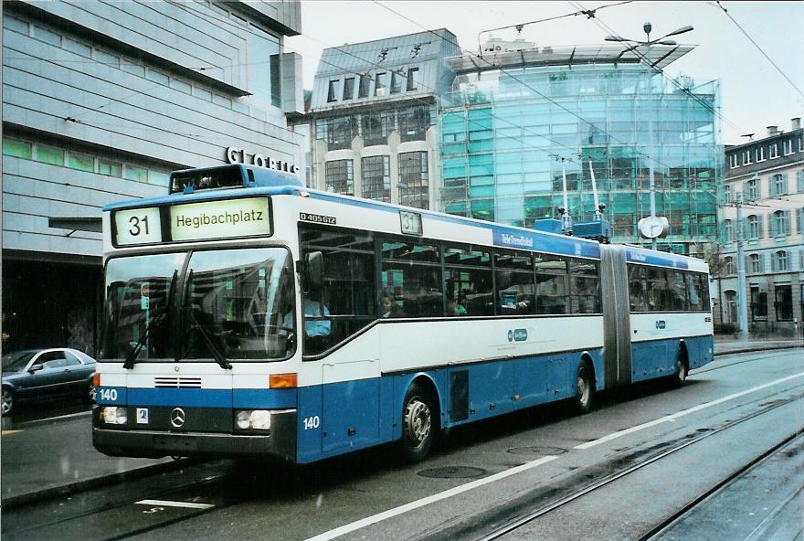 (105'801) - VBZ Zrich - Nr. 140 - Mercedes Gelenktrolleybus am 23. Mrz 2008 in Zrich, Lwenplatz