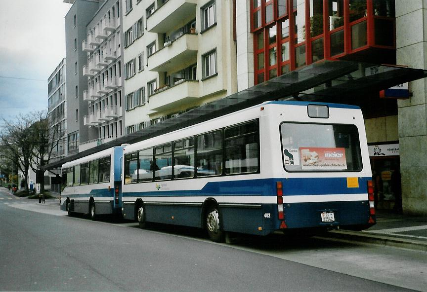 (106'124) - ZVB Zug - Nr. 402/ZG 82'542 - Lanz+Marti/Hess Personenanhnger (ex Nr. 102) am 31. Mrz 2008 beim Bahnhof Zug