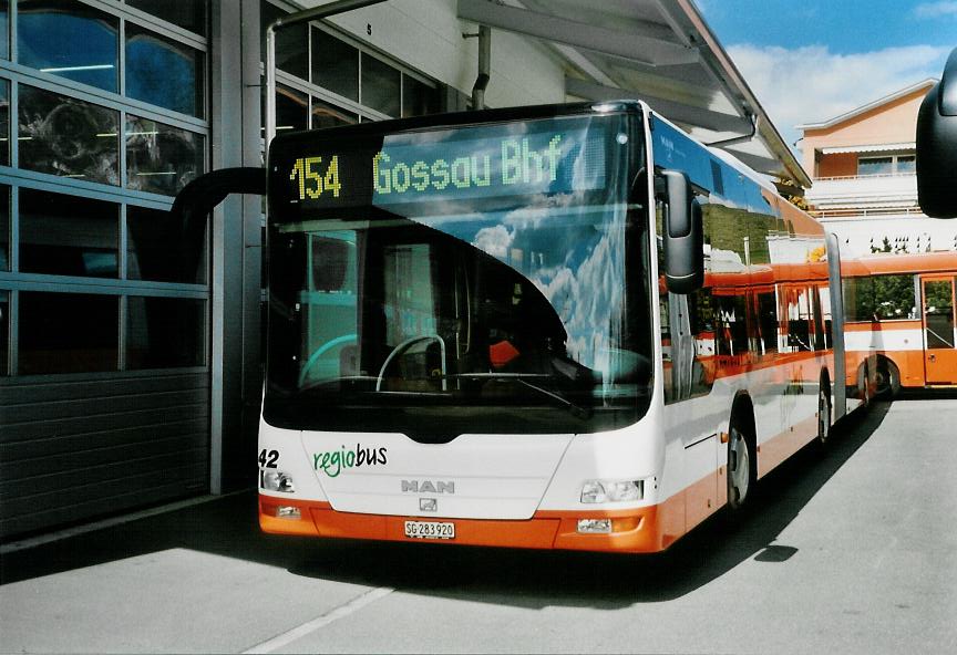 (106'315) - Regiobus, Gossau - Nr. 42/SG 283'920 - MAN am 13. April 2008 in Gossau, Depot