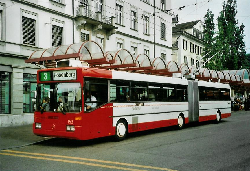 (107'528) - SW Winterthur - Nr. 153 - Mercedes Gelenktrolleybus am 24. Mai 2008 beim Hauptbahnhof Winterthur
