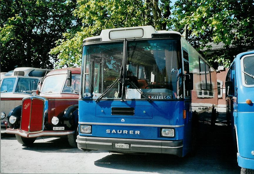 (108'033) - Hauser, Wdenswil - ZH 203'215 - Saurer/R&J (ex Bucher, Grt; ex P 25'648) am 21. Juni 2008 in Aigle, Saurertreffen