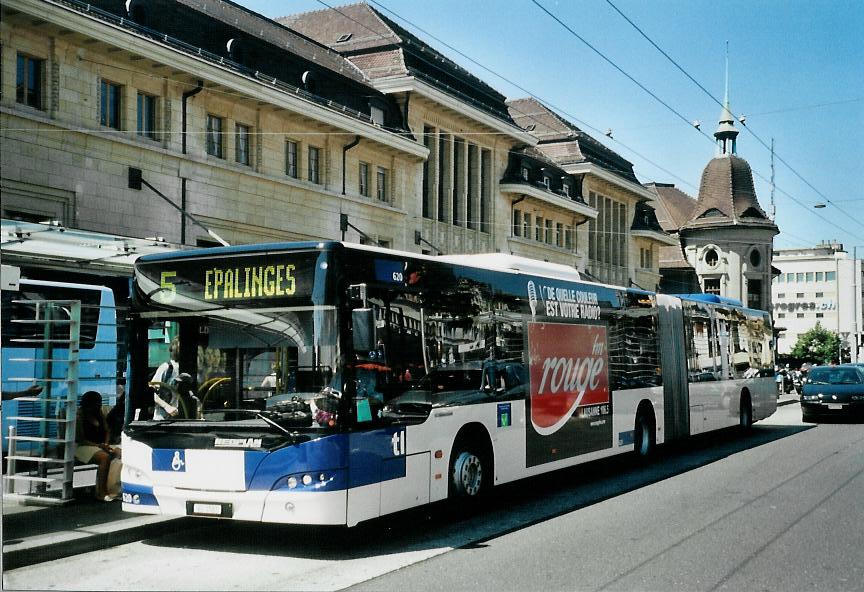 (108'113) - TL Lausanne - Nr. 620/VD 1581 - Neoplan am 21. Juni 2008 beim Bahnhof Lausanne