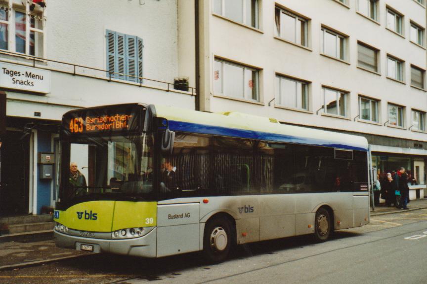 (113'303) - Busland, Burgdorf - Nr. 39/BE 567'513 - Solaris am 23. Dezember 2008 beim Bahnhof Burgdorf