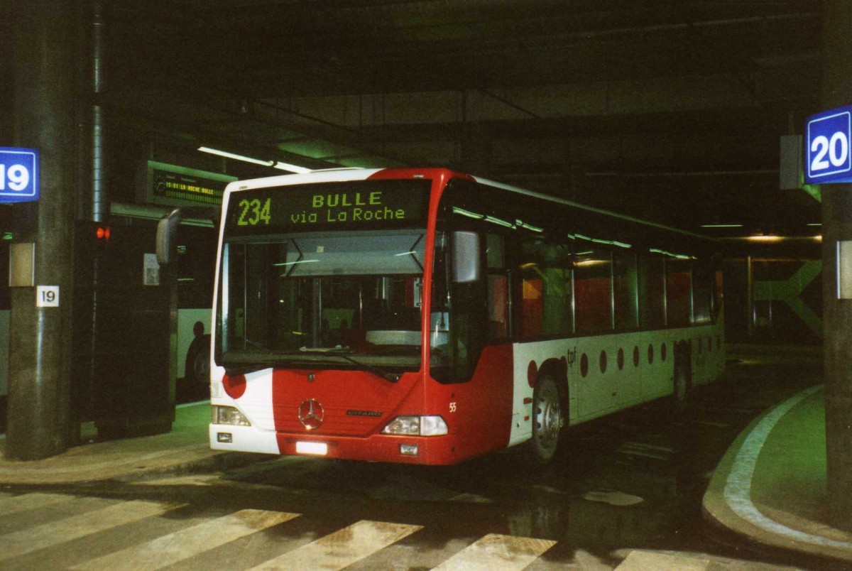 (114'317) - TPF Fribourg - Nr. 55/FR 300'327 - Mercedes am 14. Februar 2009 in Fribourg, Busbahnhof