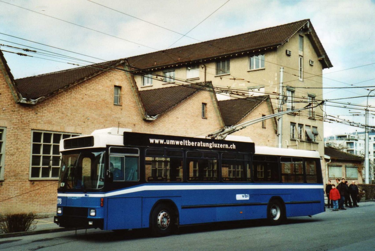 (114'723) - VBL Luzern - Nr. 278 - NAW/R&J-Hess Trolleybus am 7. Mrz 2009 in Luzern, Depot