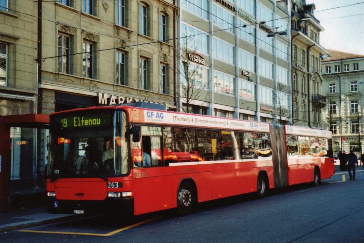 (115'204) - Bernmobil, Bern - Nr. 263/BE 572'263 - Volvo/Hess am 16. Mrz 2009 beim Bahnhof Bern