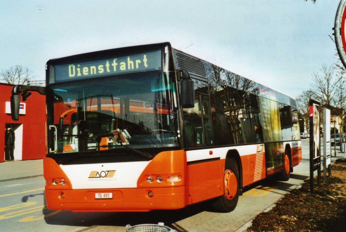 (115'501) - AOT Amriswil - Nr. 7/TG 691 - Neoplan (ex Vorfhrfahrzeug) am 18. Mrz 2009 beim Bahnhof Amriswil