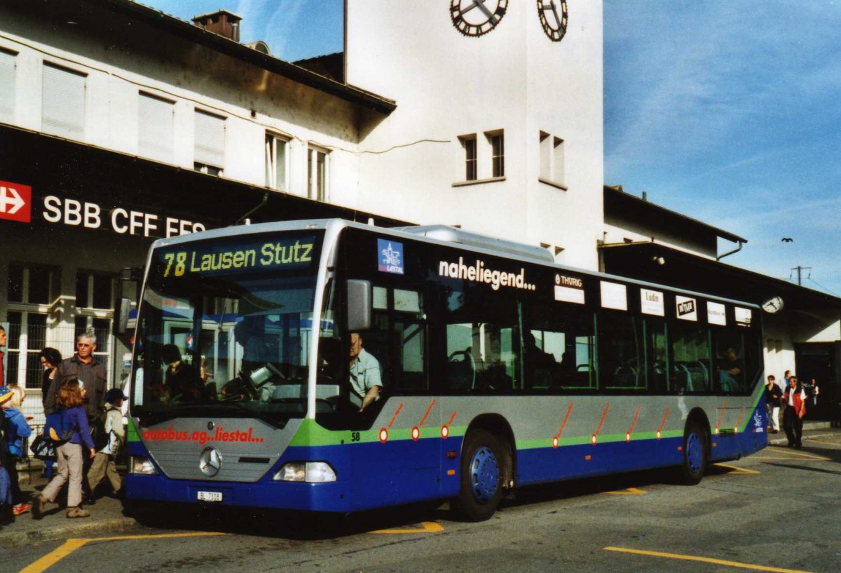 (117'318) - AAGL Liestal - Nr. 58/BL 7318 - Mercedes (ex TPL Lugano Nr. 2) am 8. Juni 2009 beim Bahnhof Liestal