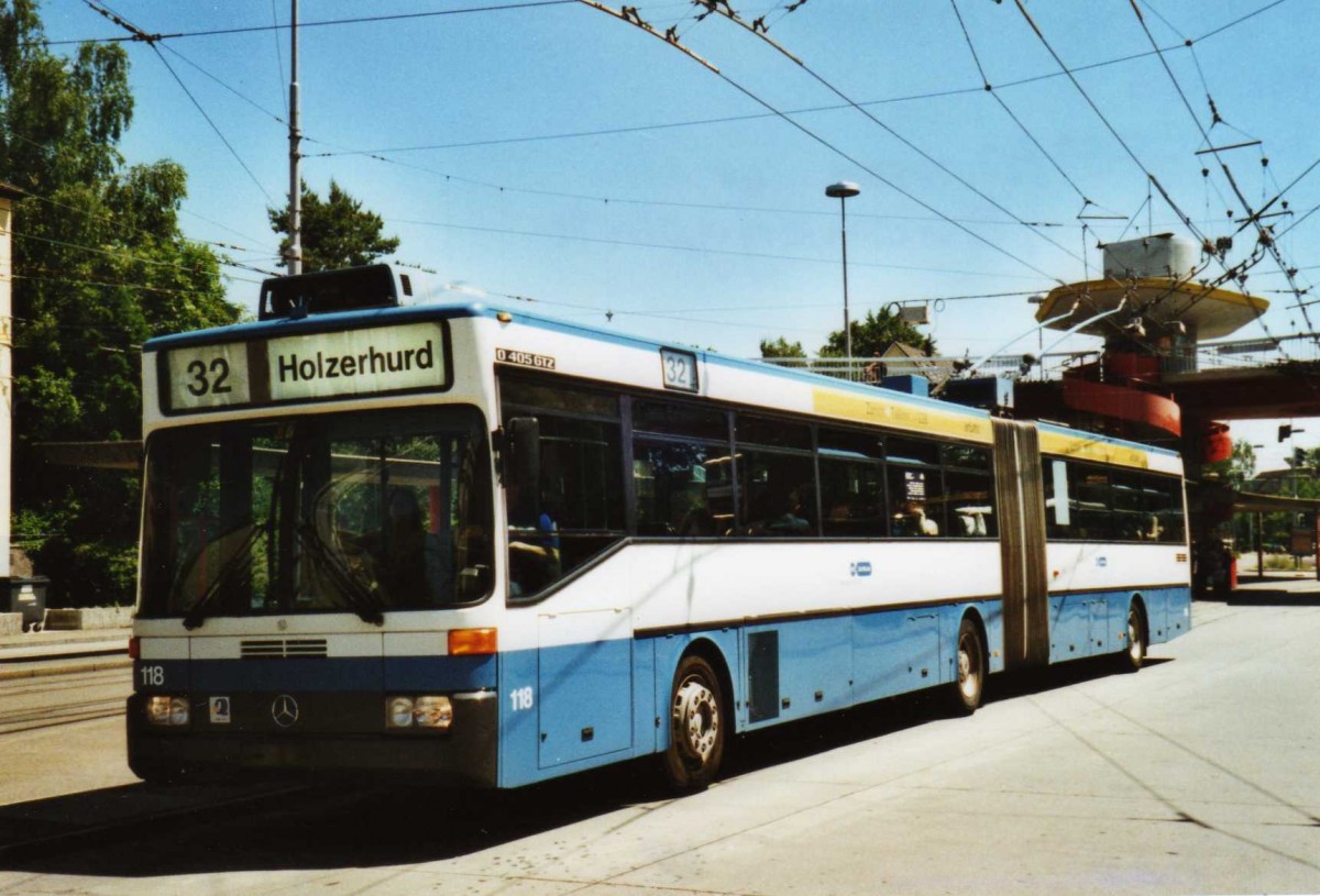 (117'737) - VBZ Zrich - Nr. 118 - Mercedes Gelenktrolleybus am 17. Juni 2009 in Zrich, Bucheggplatz