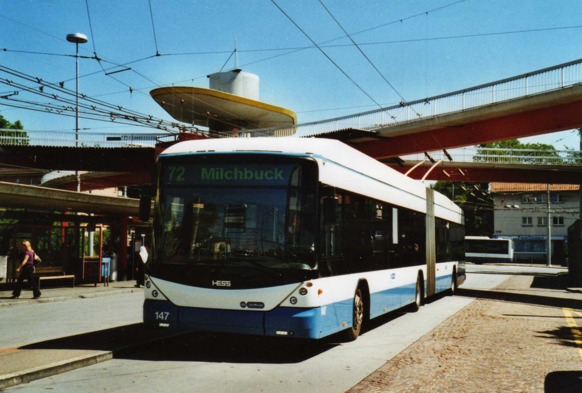 (117'818) - VBZ Zrich - Nr. 147 - Hess/Hess Gelenktrolleybus am 17. Juni 2009 in Zrich, Bucheggplatz
