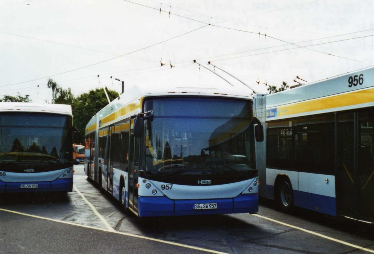 (118'023) - SWS Solingen - Nr. 957/SG-SW 957 - Hess/Hess Gelenktrolleybus am 5. Juli 2009 in Solingen, Betriebshof