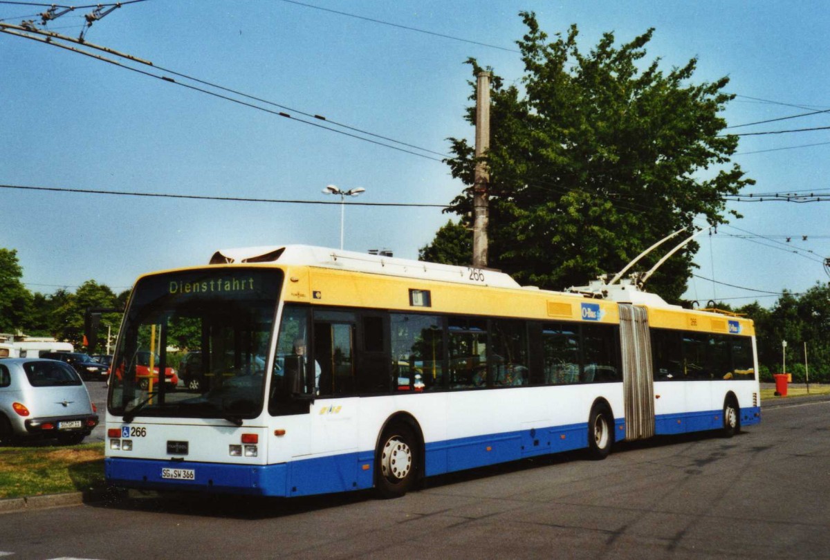 (118'131) - SWS Solingen - Nr. 266/SG-SW 366 - Van Hool Gelenktrolleybus am 5. Juli 2009 in Solingen, Betriebshof
