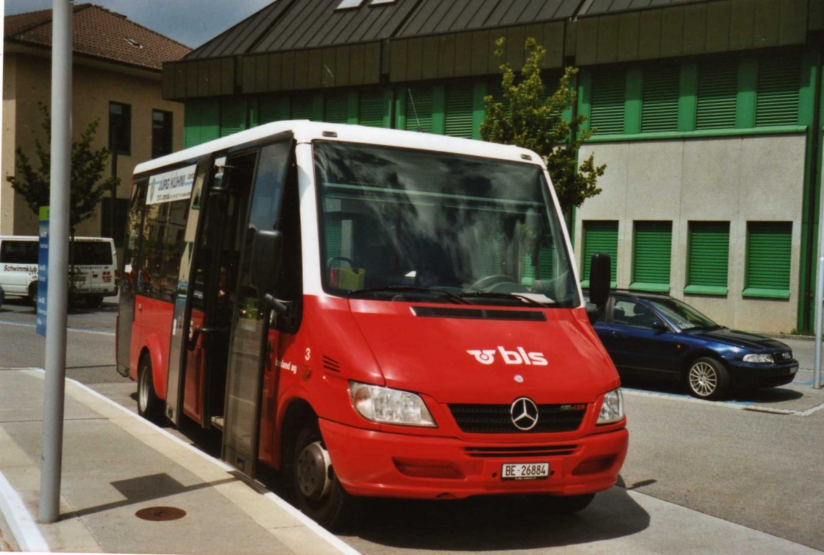 (119'102) - Busland, Burgdorf - Nr. 3/BE 26'884 - Mercedes/Koch (ex AOE Langnau Nr. 3) am 11. Juli 2009 beim Bahnhof Langnau