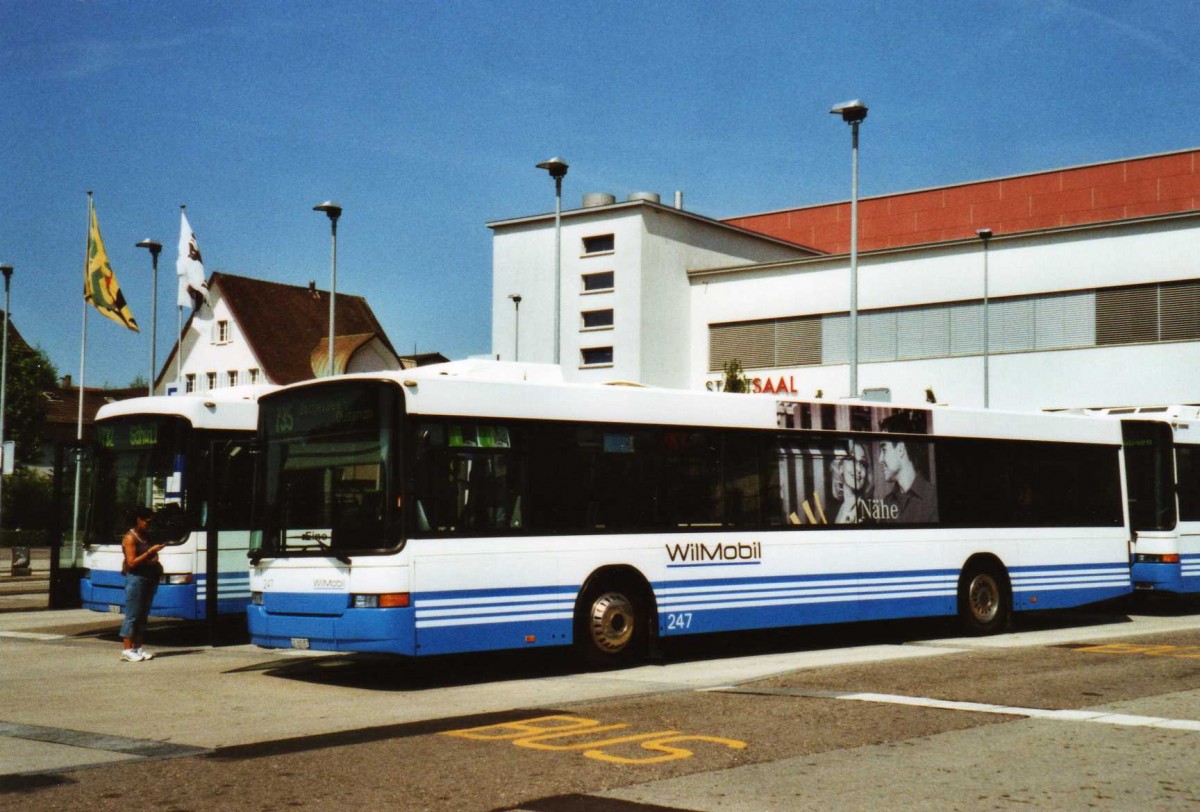 (120'112) - WilMobil, Wil - Nr. 247/SG 265'057 - Volvo/Hess (ex BOS Wil Nr. 5; ex BHW Wil Nr. 5) am 19. August 2009 beim Bahnhof Wil