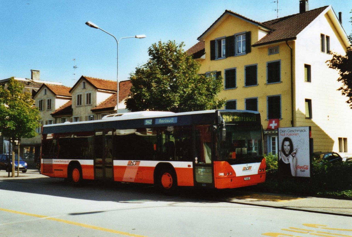 (120'128) - AOT Amriswil - Nr. 10/TG 692 - Neoplan am 19. August 2009 beim Bahnhof Amriswil