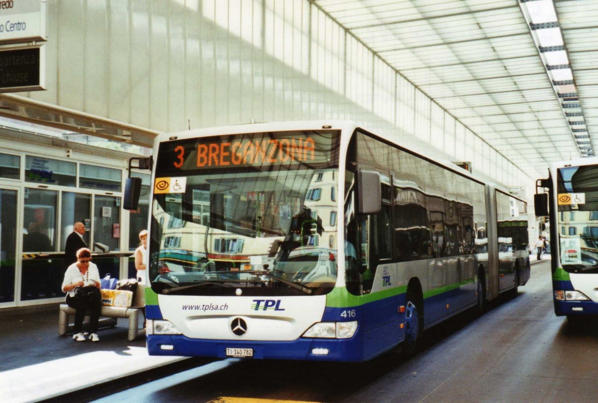 (121'119) - TPL Lugano - Nr. 416/TI 140'782 - Mercedes am 12. September 2009 in Lugano, Centro