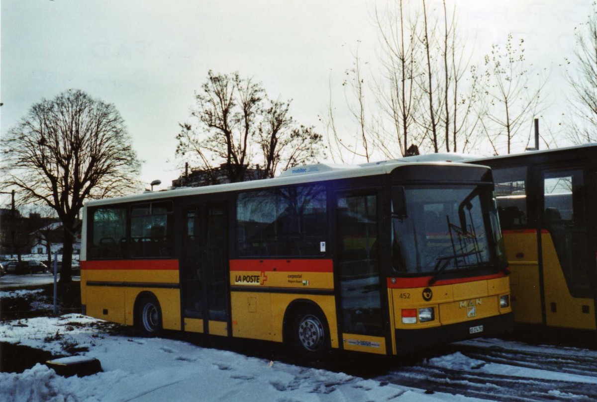 (123'310) - CarPostal Ouest - VD 274'791 - MAN/Hess (ex PostAuto Bern Nr. 452; ex Trachsel, Hasle-Regsau; ex Loosli, Wyssachen) am 23. Dezember 2009 in Yverdon, Garage