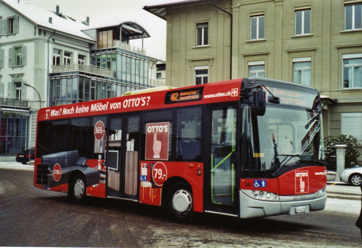 (124'134) - Busland, Burgdorf - Nr. 36/BE 604'730 - Solaris am 11. Januar 2010 beim Bahnhof Burgdorf