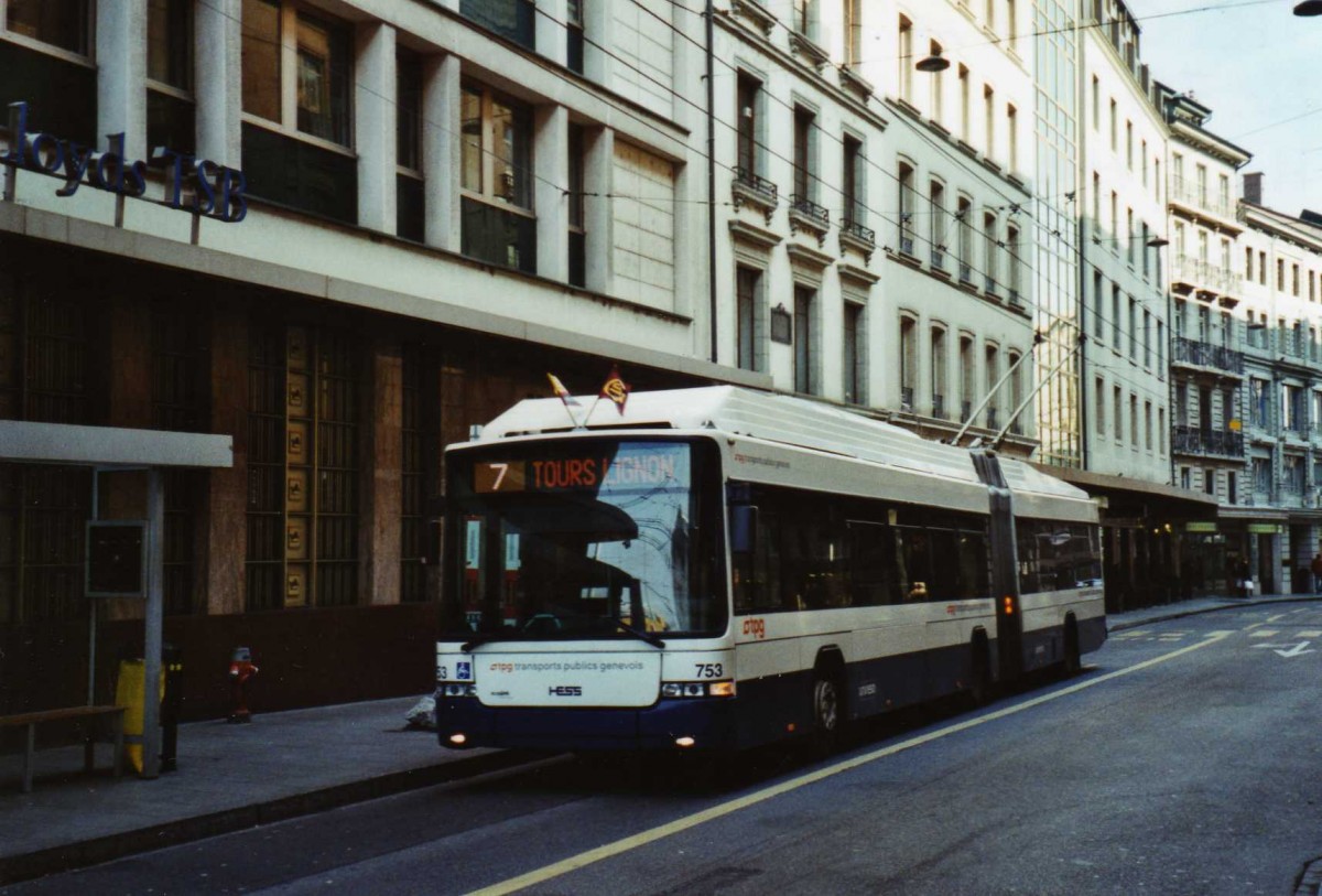 (124'929) - TPG Genve - Nr. 753 - Hess/Hess Gelenktrolleybus am 13. Mrz 2010 in Genve, Bel-Air
