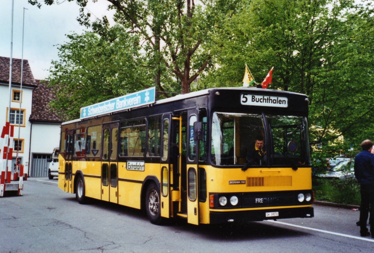 (126'207) - Ruklic, Schaffhausen - SH 39'570 - Scania/FHS (ex VBSH Schaffhausen Nr. 36; ex VBSH Schaffhausen Nr. 1) am 16. Mai 2010 in Schaffhausen, Bushof