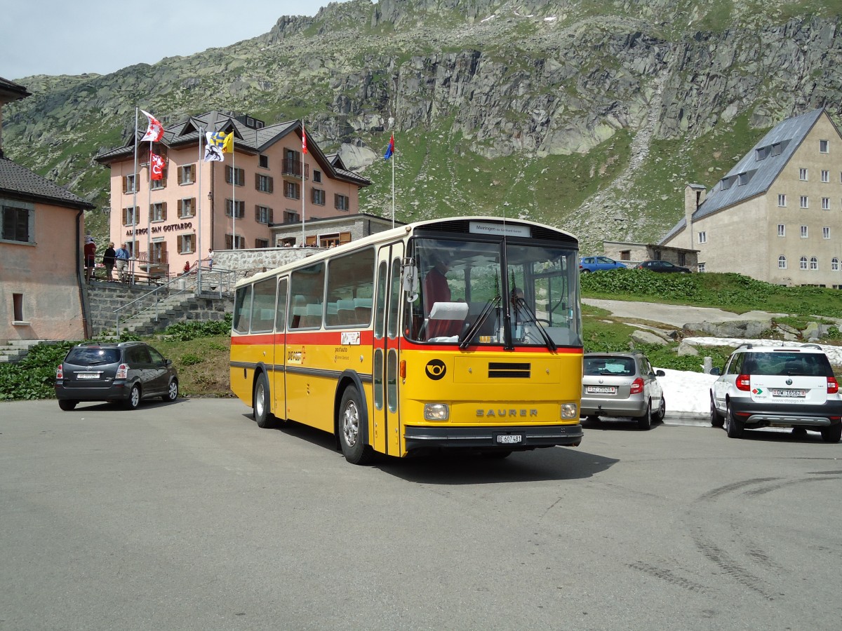(127'592) - AVG Meiringen - Nr. 74/BE 607'481 - Saurer/R&J (ex P 24'357) am 4. Juli 2010 in Gotthard, Passhhe