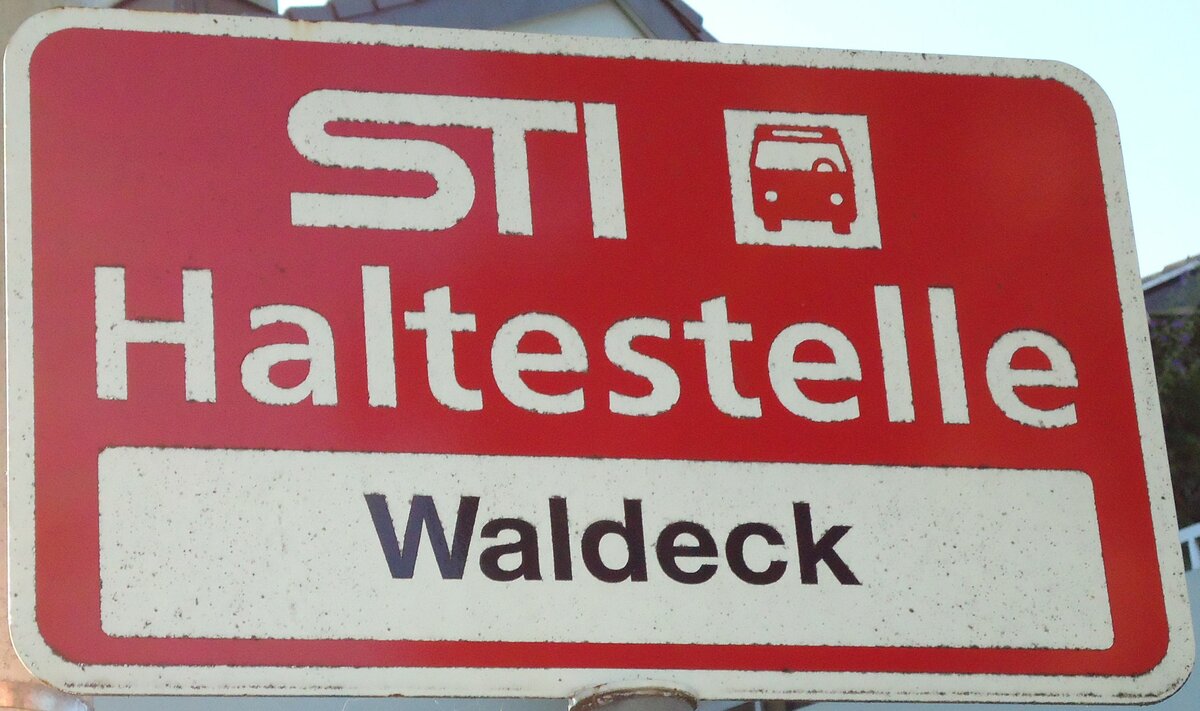 (128'134) - STI-Haltestellenschild - Thun, Waldeck - am 31. Juli 2010