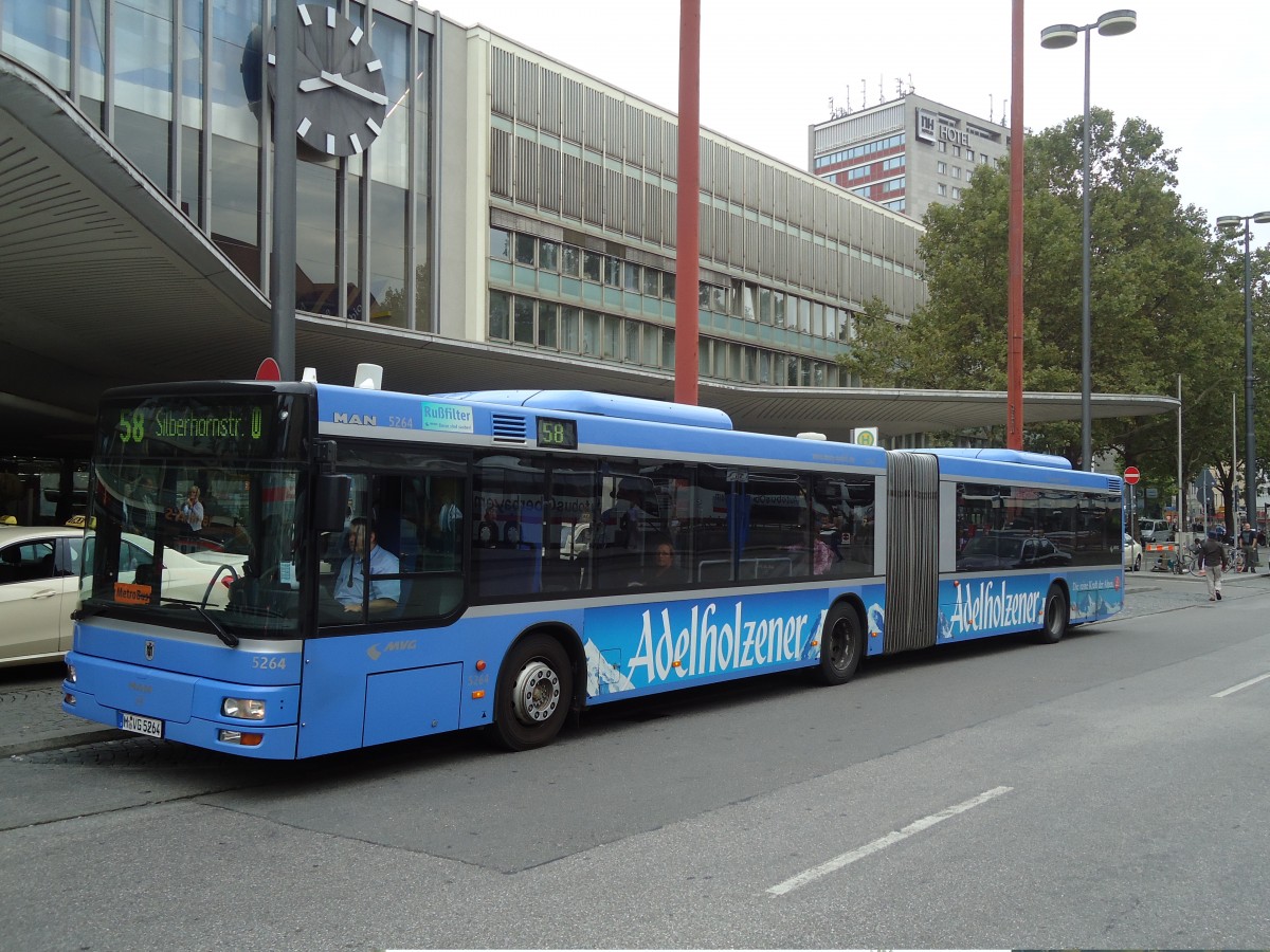 (128'585) - MVG Mnchen - Nr. 5264/M-VG 5264 - MAN am 11. August 2010 beim Hauptbahnhof Mnchen