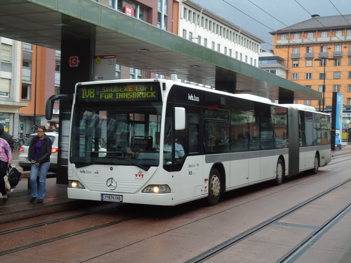 (128'650) - IVB Innsbruck - Nr. 874/I 874 IVB - Mercedes am 11. August 2010 beim Bahnhof Innsbruck