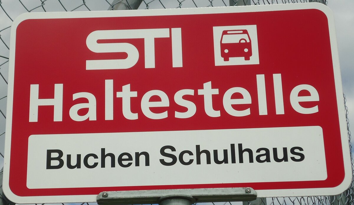 (128'758) - STI-Haltestellenschild - Buchen, Buchen Schulhaus - am 15. August 2010