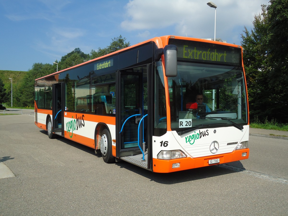 (128'875) - Regiobus, Gossau - Nr. 16/SG 7360 - Mercedes am 21. August 2010 in Gossau, Depot
