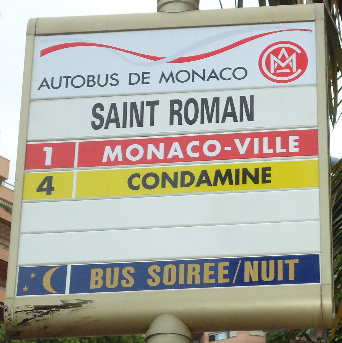 (130'629) - CAM-Haltestellenschild - Monaco, Saint Roman - am 16. Oktober 2010