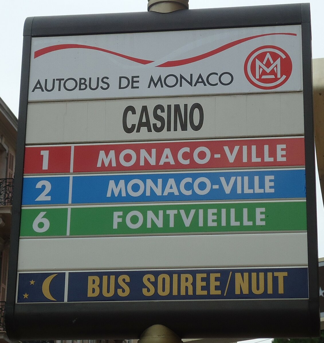 (130'640) - CAM-Haltestellenschild - Monaco, Casino - am 16. Oktober 2010