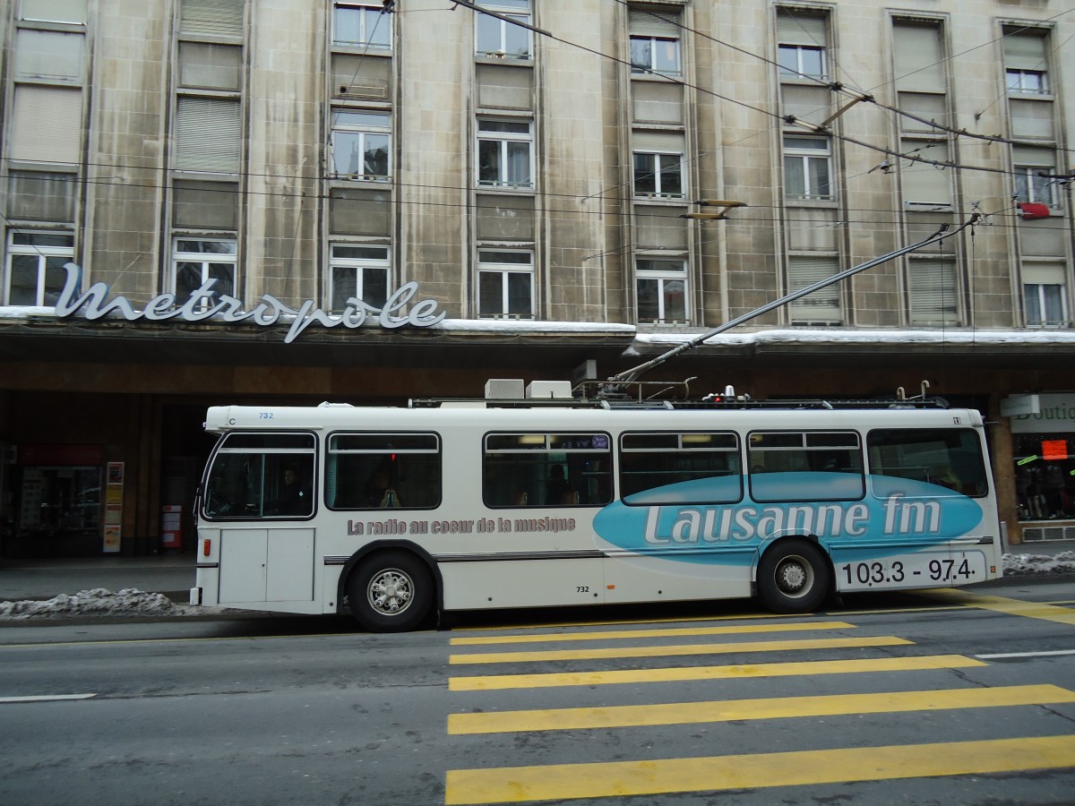 (131'234) - TL Lausanne - Nr. 732 - FBW/Hess Trolleybus am 5. Dezember 2010 in Lausanne, Bel-Air