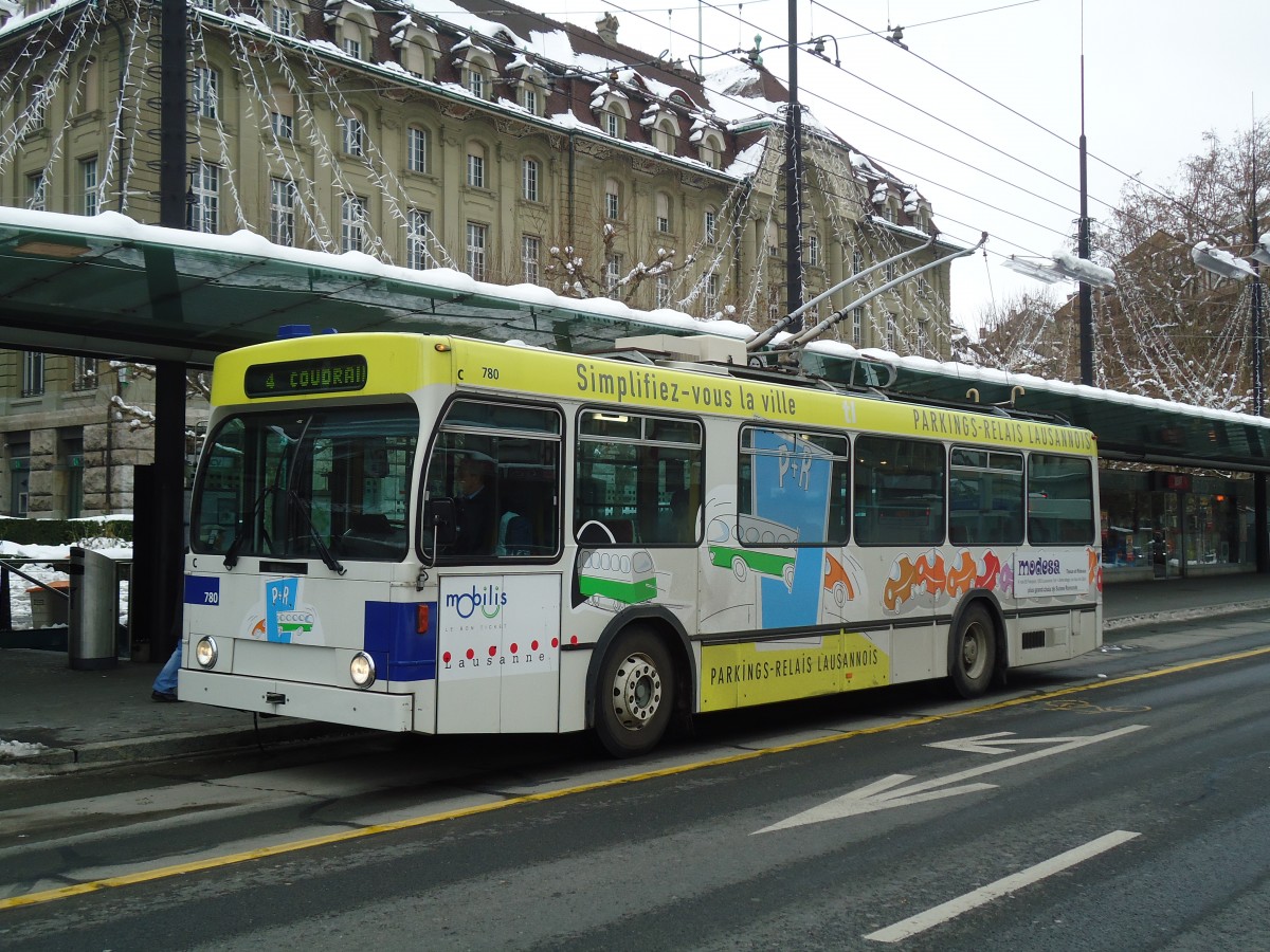 (131'242) - TL Lausanne - Nr. 780 - NAW/Lauber Trolleybus am 5. Dezember 2010 in Lausanne, Chauderon