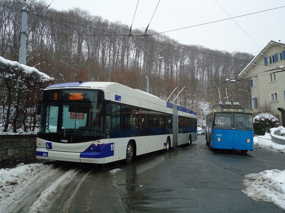 (131'264) - TL Lausanne - Nr. 846 - Hess/Hess Gelenktrolleybus am 5. Dezember 2010 in Lausanne, Bellevaux