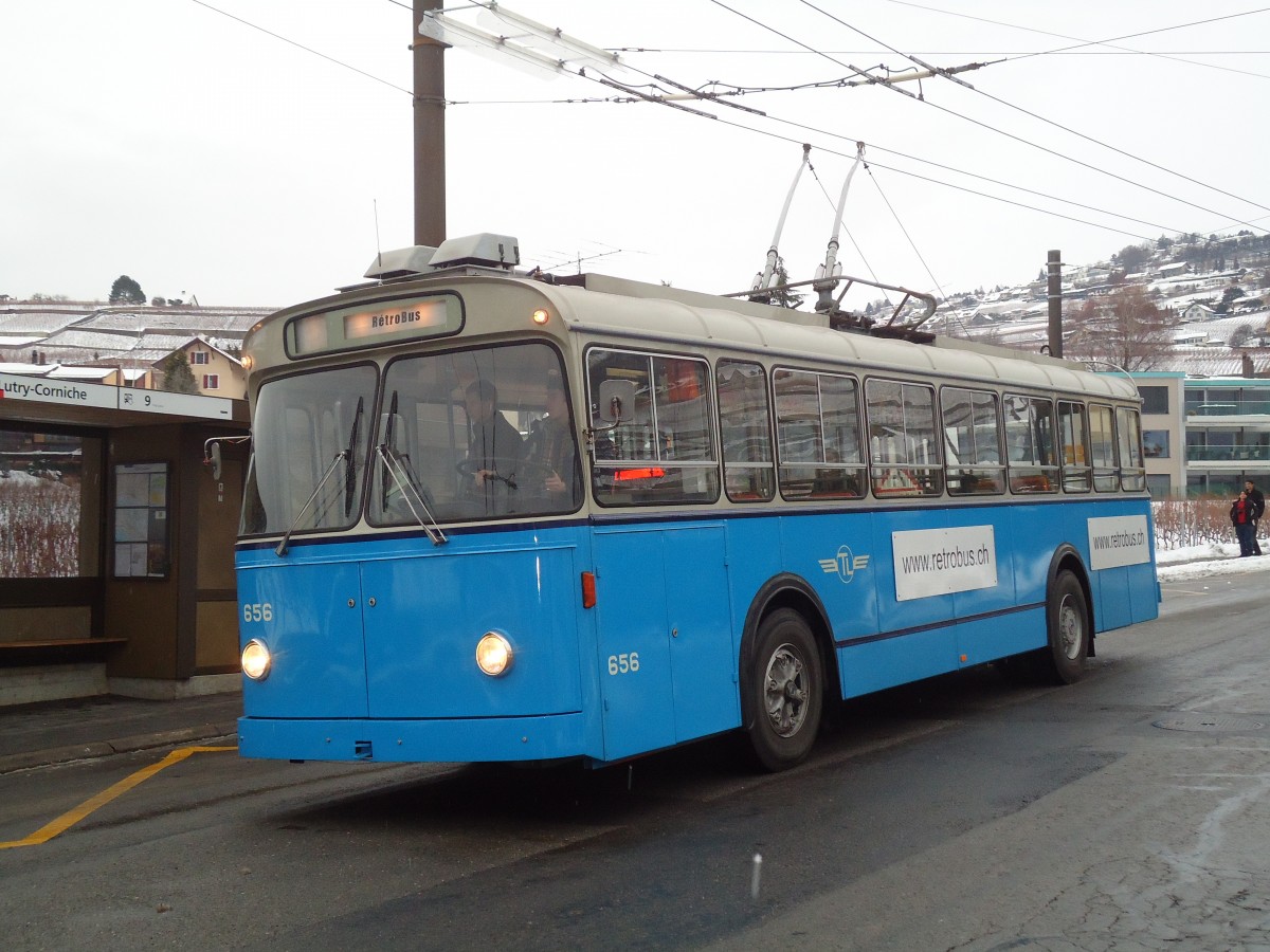 (131'269) - TL Lausanne (Rtrobus) - Nr. 656 - FBW/Eggli Trolleybus am 5. Dezember 2010 in Lutry, Corniche