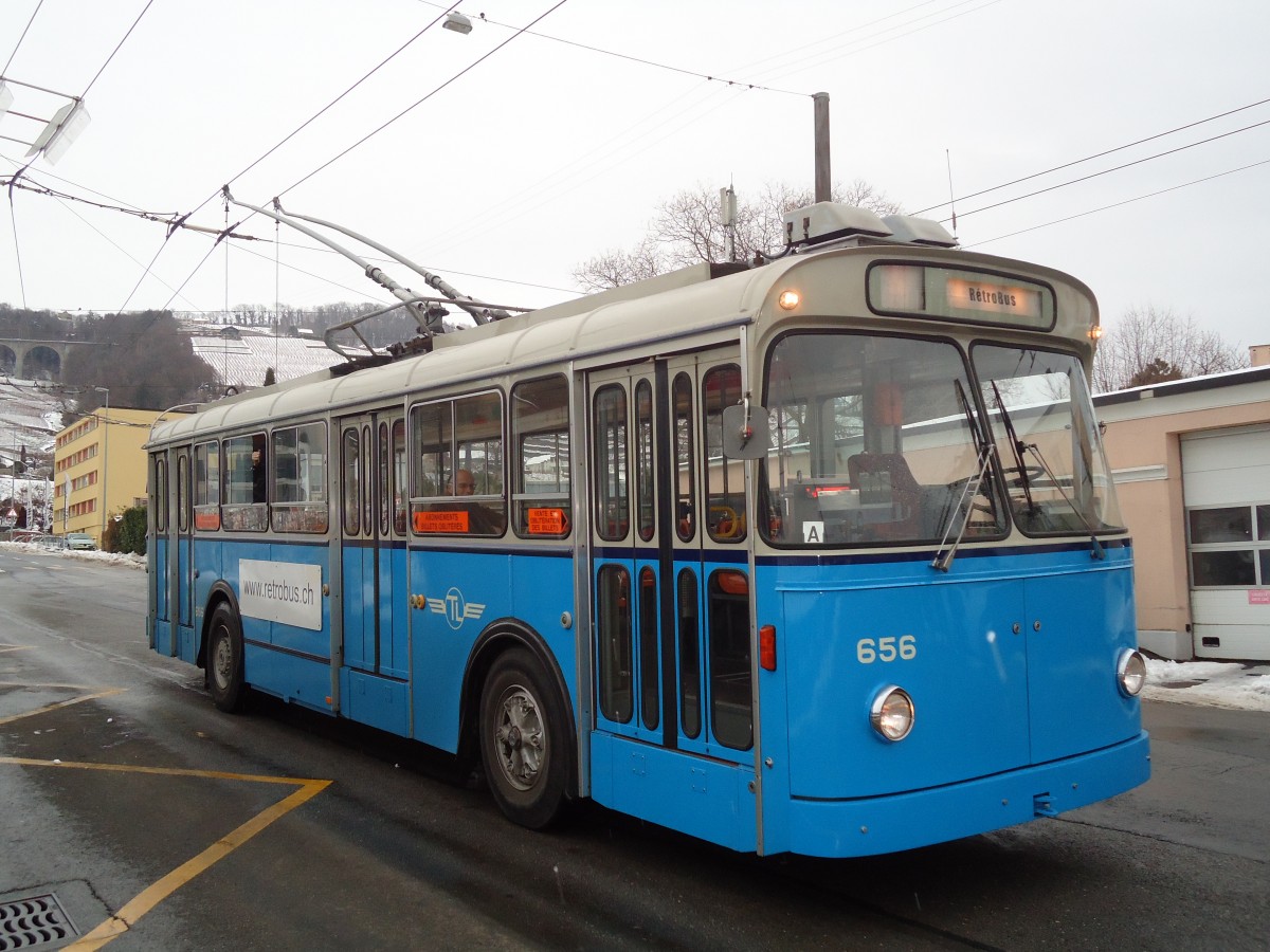 (131'273) - TL Lausanne (Rtrobus) - Nr. 656 - FBW/Eggli Trolleybus am 5. Dezember 2010 in Lutry, Corniche