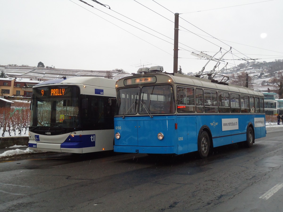 (131'278) - TL Lausanne (Rtrobus) - Nr. 656 - FBW/Eggli Trolleybus am 5. Dezember 2010 in Lutry, Corniche