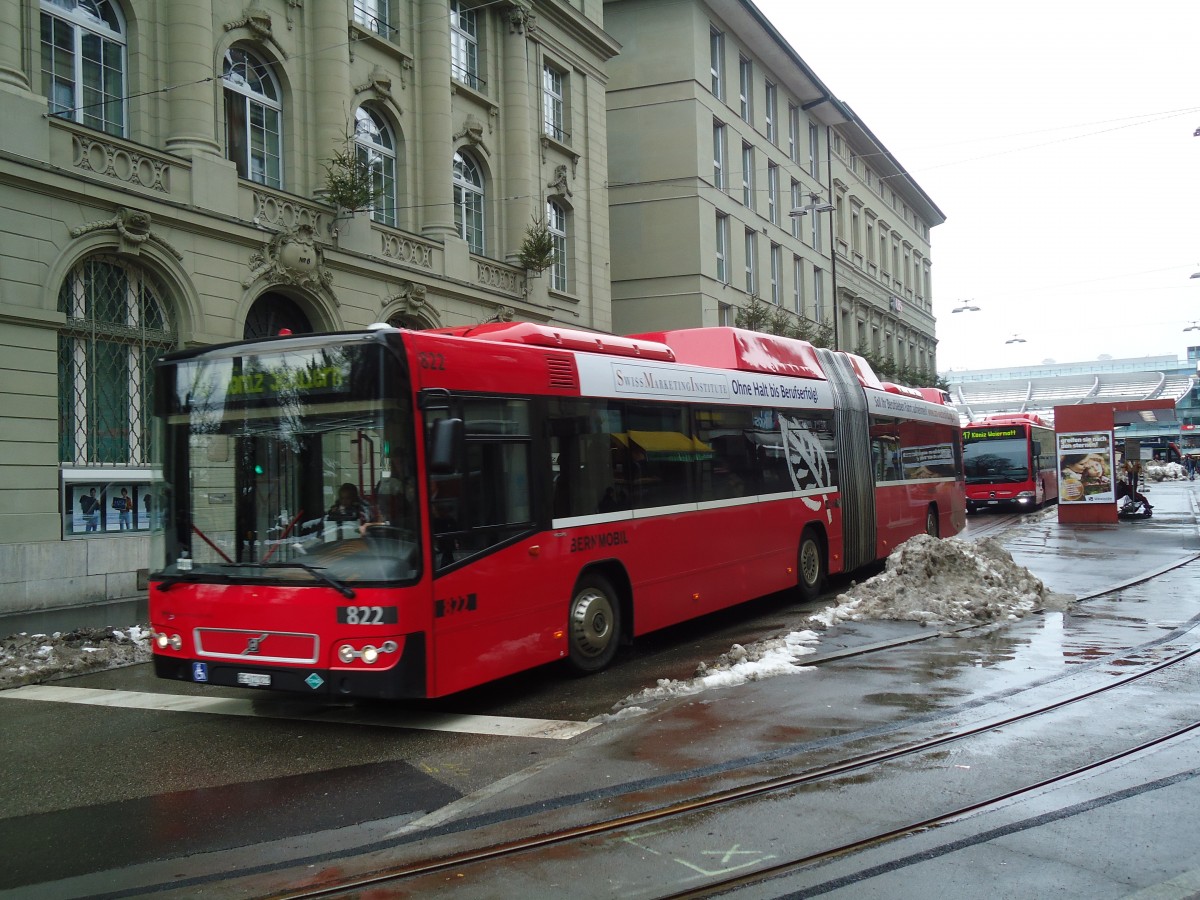 (131'357) - Bernmobil, Bern - Nr. 822/BE 612'822 - Volvo am 7. Dezember 2010 beim Bahnhof Bern