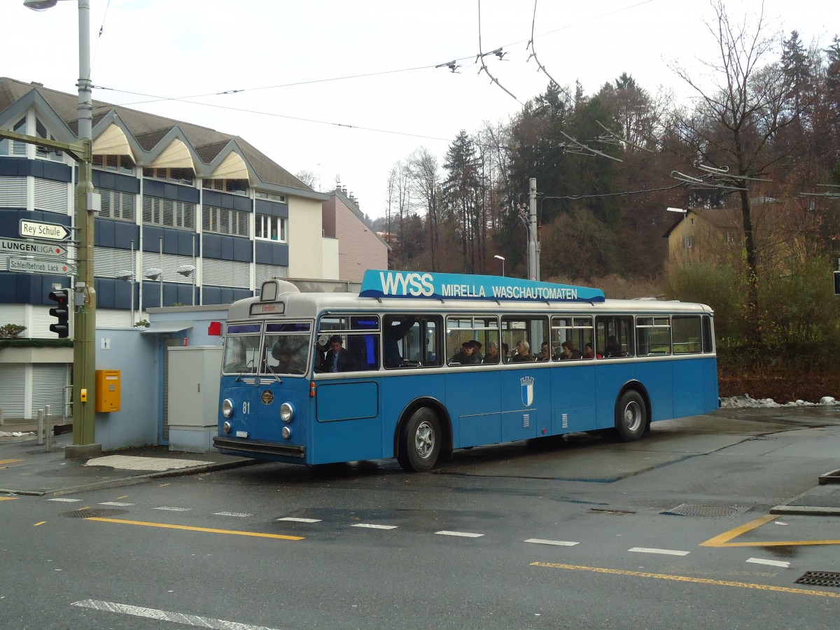 (131'481) - VBL Luzern - Nr. 81/LU 999'932 - FBW/Hess am 8. Dezember 2010 in Luzern, Maihof