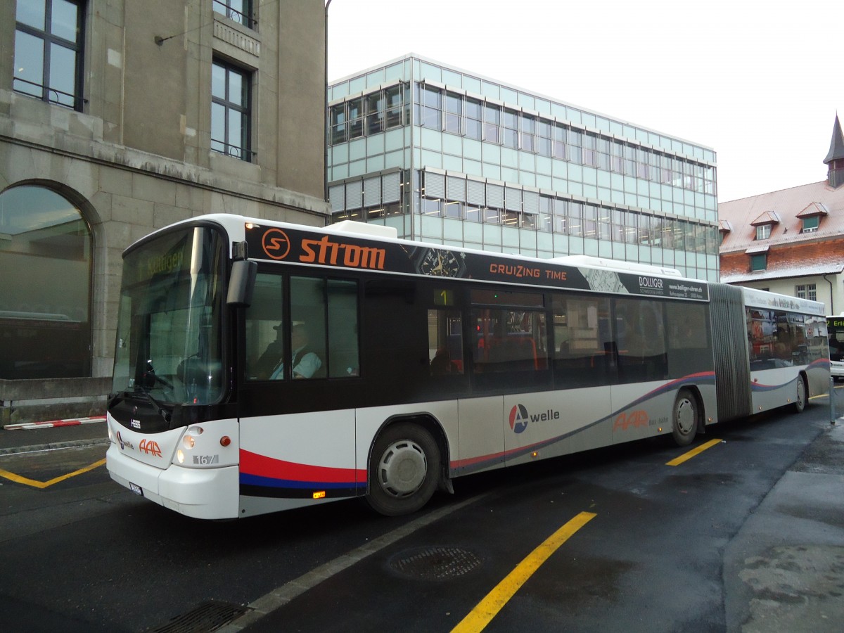 (131'618) - AAR bus+bahn, Aarau - Nr. 167/AG 435'167 - Scania/Hess am 15. Dezember 2010 beim Bahnhof Aarau