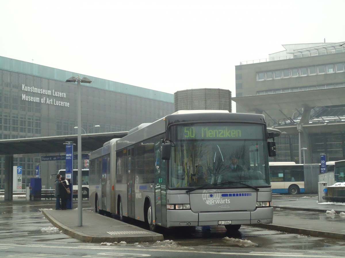 (131'788) - AAGR Rothenburg - Nr. 28/LU 15'041 - Scania/Hess am 29. Dezember 2010 beim Bahnhof Luzern